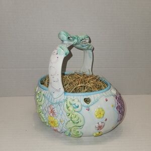 Colorful Ceramic Easter Egg Basket Easter Decor